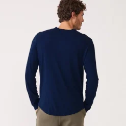 MONROW Long Sleeve Henley NAVYBLUE Flash Sale